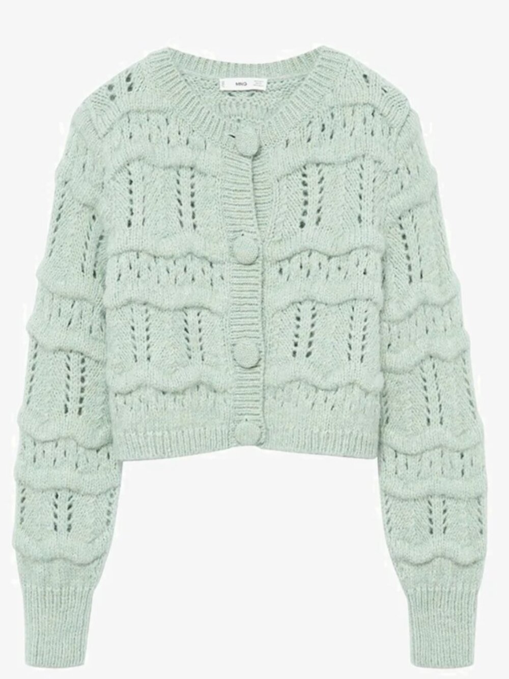 Mango Beautiful Mint Wool Blend Cropped Cardigan - Picture 2 of 12